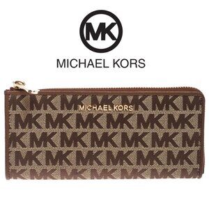Michael Kors Beige Jet Set Travel Signature Canvas and Leather Three Quarter-Zip